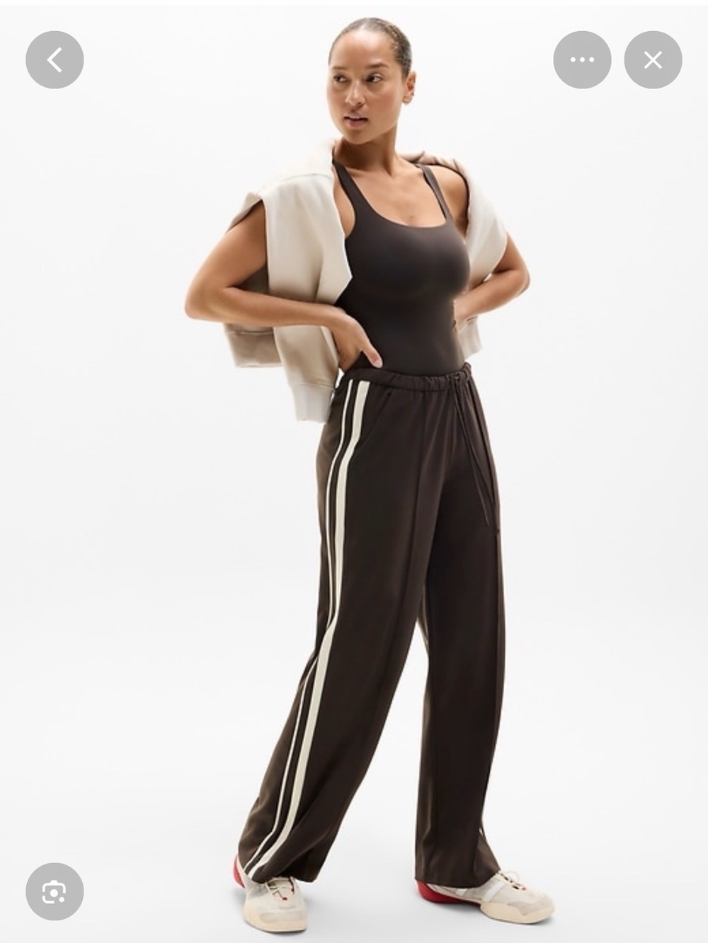 Athleta MVP Mid Rise Side Stripe Pant XS Petite Truffle/Bone NWOT Sold Out